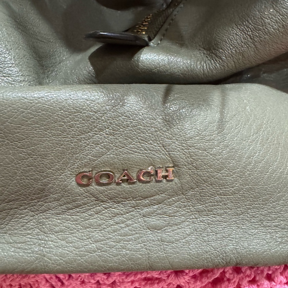 COACH Madison Phoebe Slouch Hobo Shoulder Bag Pebbled Olive Green Leather Purse - Picture 6 of 16